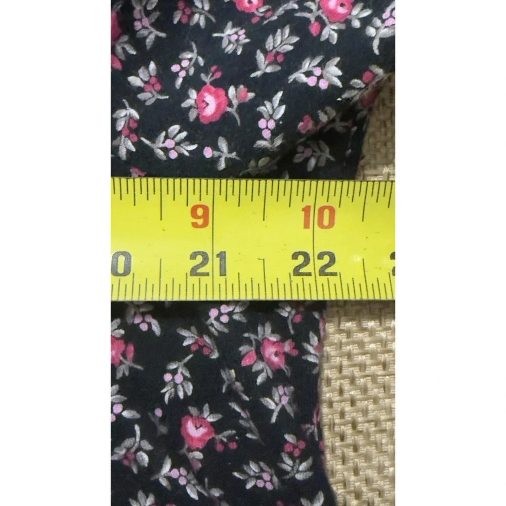 Eileen West Nightgown Womens Large Black Floral Long Sleeve Button‎ Lace Flannel